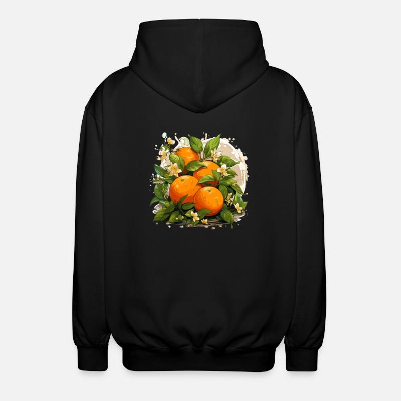 Orange - Illustration - Unisex Hooded Jacket - black