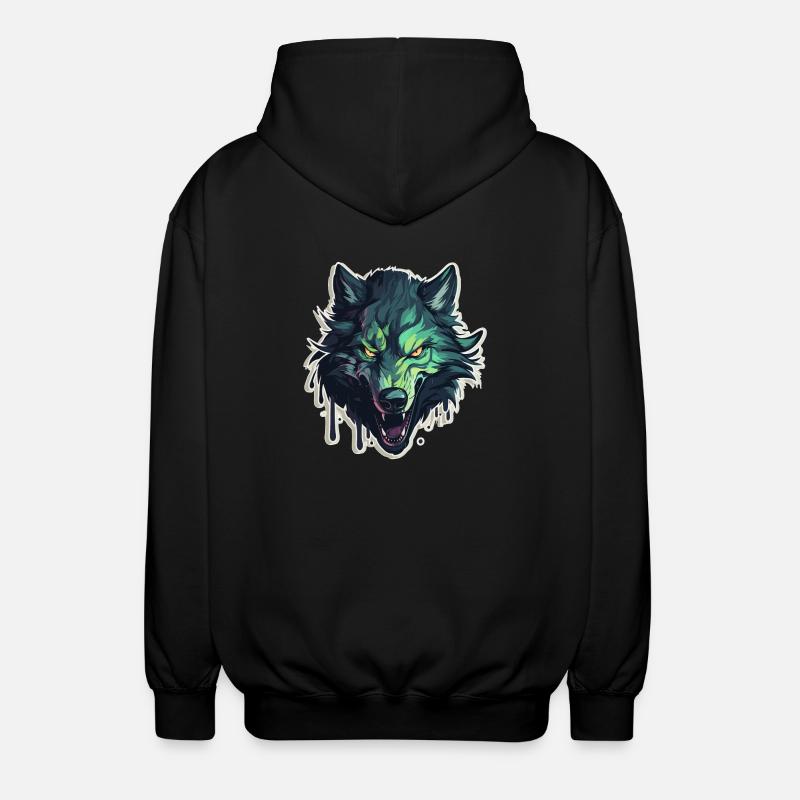 Wolf - Illustration - Unisex Hooded Jacket - black