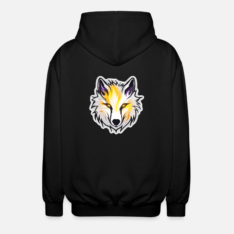 Wolf - Illustration - Unisex Hooded Jacket - black