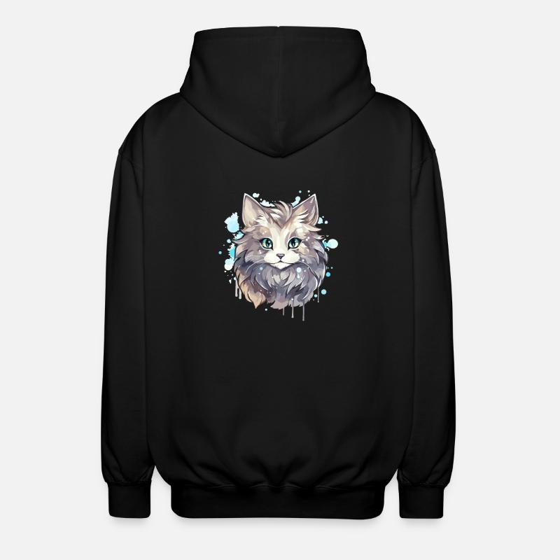 Katze - Illustration - Unisex Kapuzenjacke - Schwarz