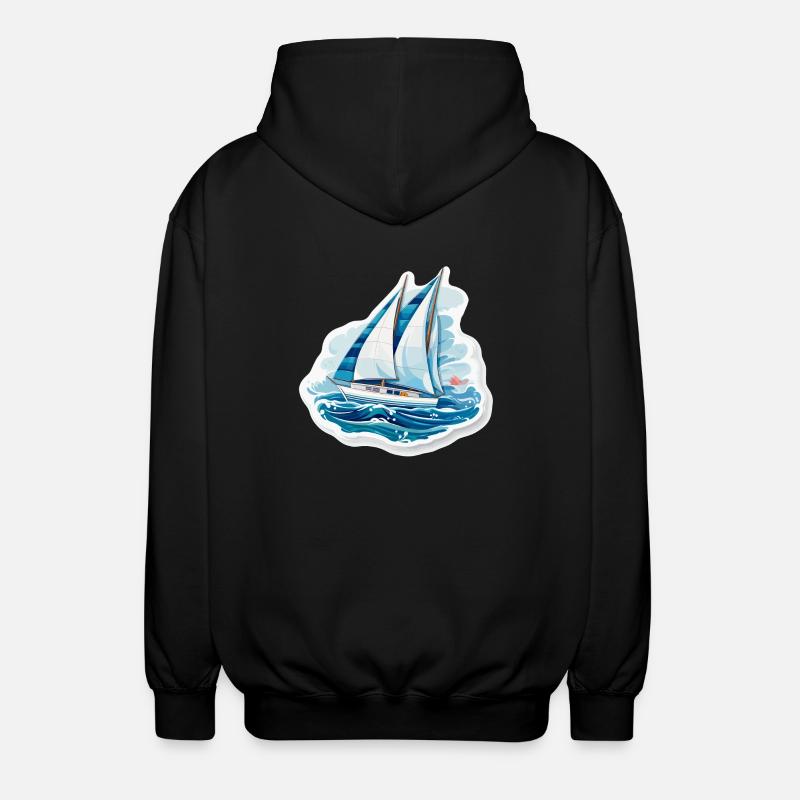 Segelboot - Illustration - Unisex Kapuzenjacke - Schwarz