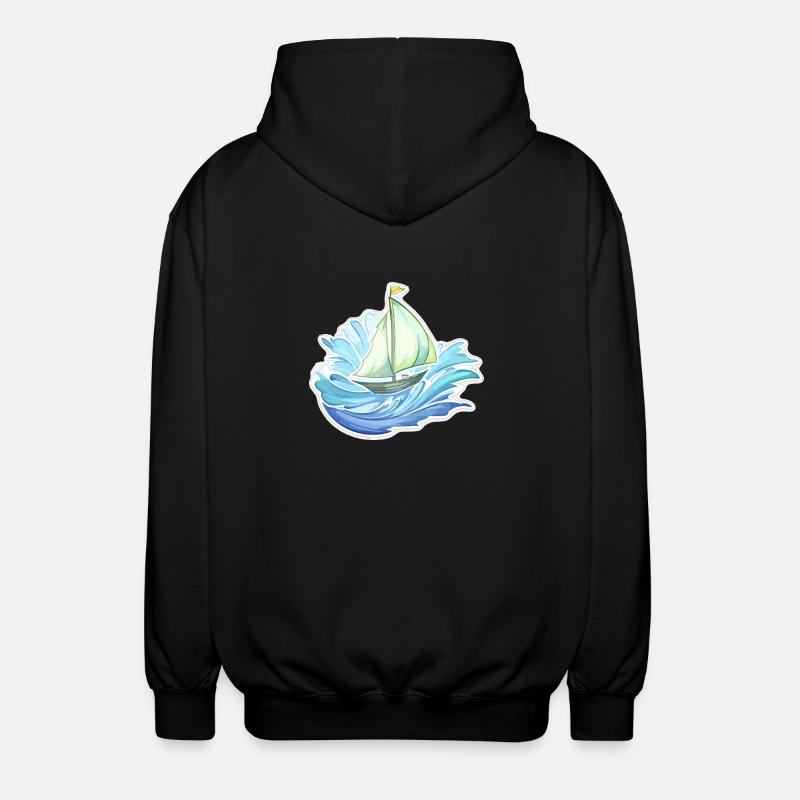 Sailboat - illustration - Unisex Hooded Jacket - black