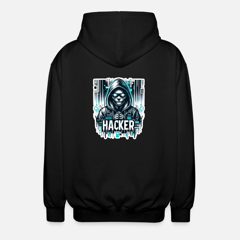 Hacker - Illustration - Unisex Kapuzenjacke - Schwarz