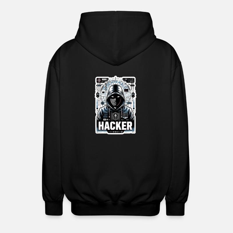 Hacker - Illustration - Unisex Kapuzenjacke - Schwarz