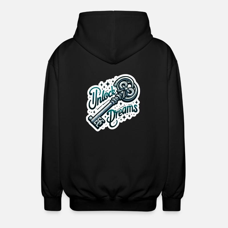 Unlock Dreams - Key Illustration - Unisex Hooded Jacket - black