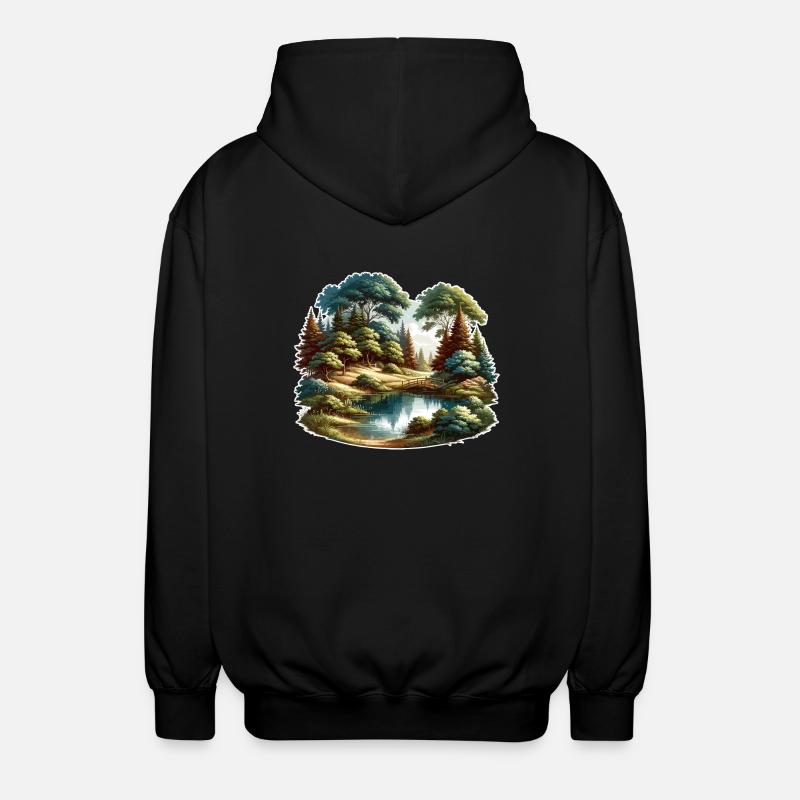 Landschaft - Illustration - Unisex Kapuzenjacke - Schwarz