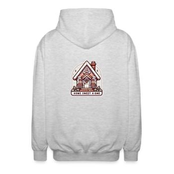 Home Sweet Home - Illustration de maison - Veste à capuche unisexe - gris clair chiné - Dos - AI Model Male 185 light (185cm)