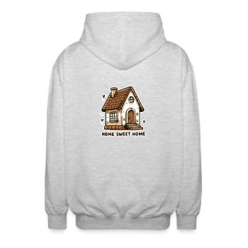 Home Sweet Home - Illustration de maison - Veste à capuche unisexe - gris clair chiné - Dos - AI Model Male 185 light (185cm)
