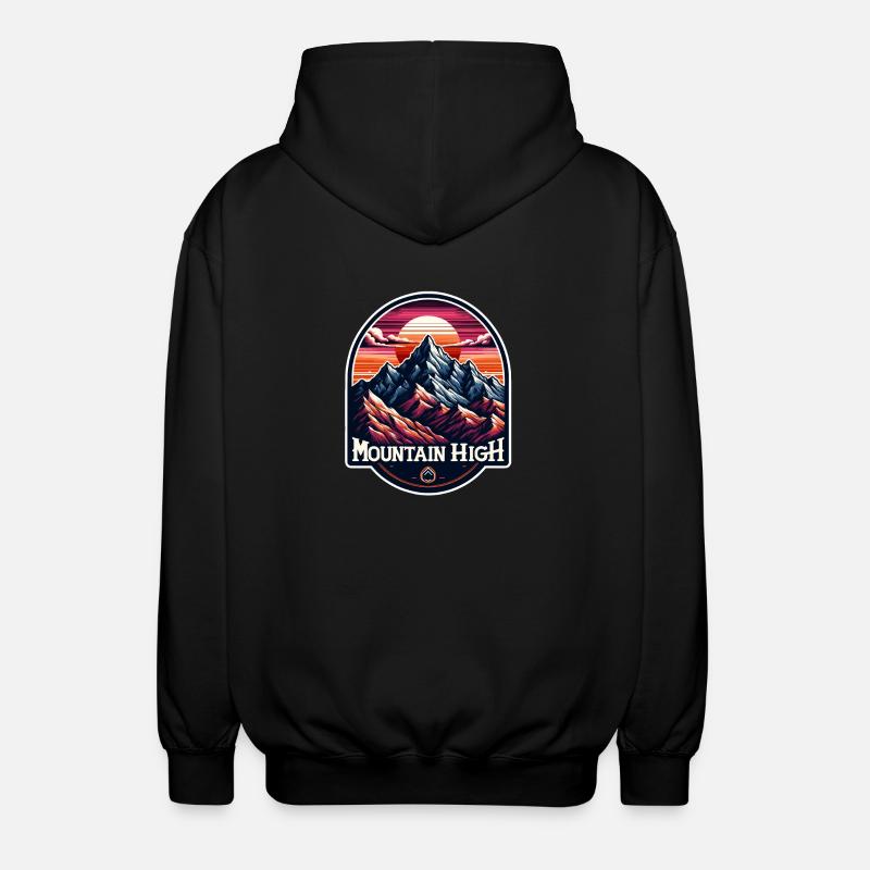 Mountain High - Berg Illustration - Unisex Hooded Jacket - black