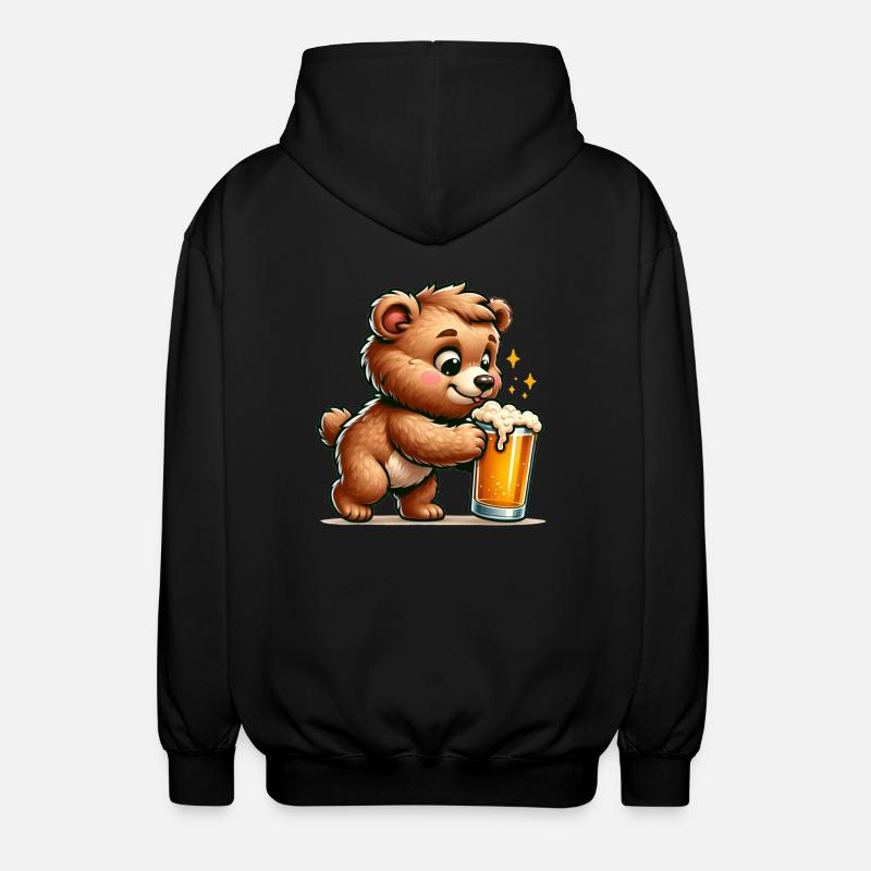 Cute Bear Drinking Beer - Unisex Kapuzenjacke - Schwarz
