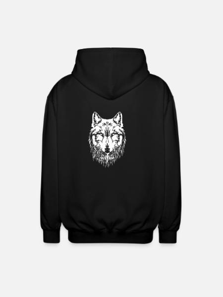 Wolf Head - Unisex Hooded Jacket - black
