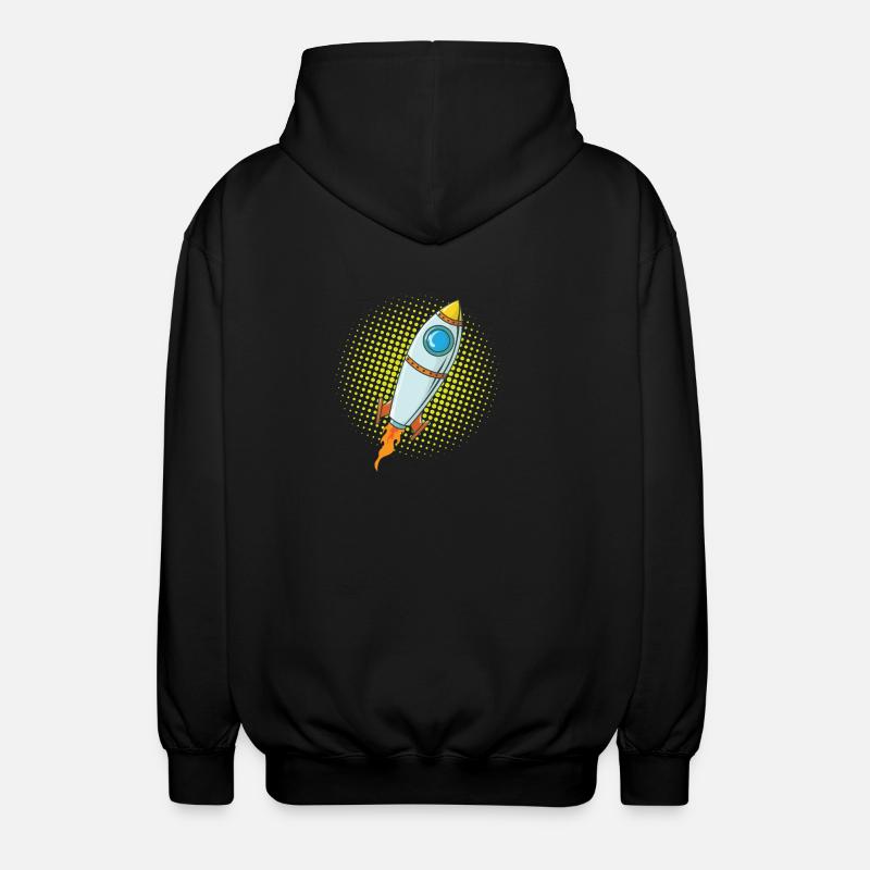 Moon Rocket Spaceship Comic Missile - Unisex Hooded Jacket - black