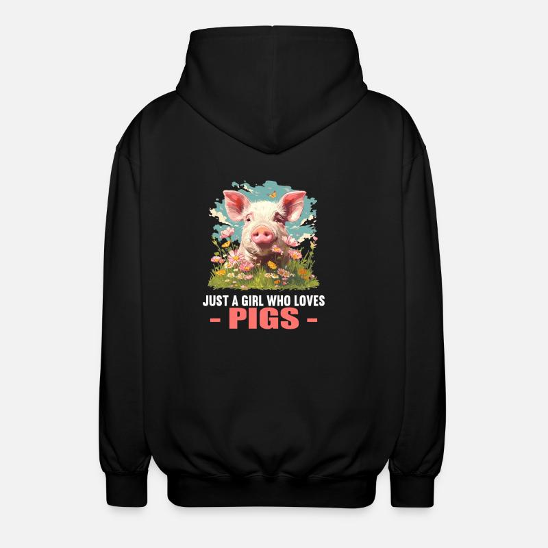 Pig Pig - Unisex Hooded Jacket - black