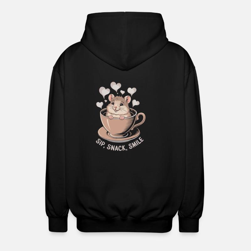 Coffee break with mouse - Unisex Hooded Jacket - black