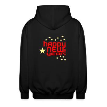 Happy New Year - Unisex Kapuzenjacke - Schwarz - Hinten - AI Model Male 185 light (185cm)