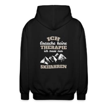 Ich brauche keine Therapie ich muss nur Skifahren - Unisex Kapuzenjacke - Schwarz - Hinten - AI Model Male 185 light (185cm)
