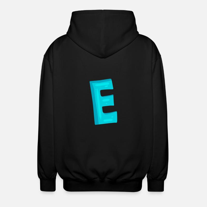 Initial letter E letter - Unisex Hooded Jacket - black