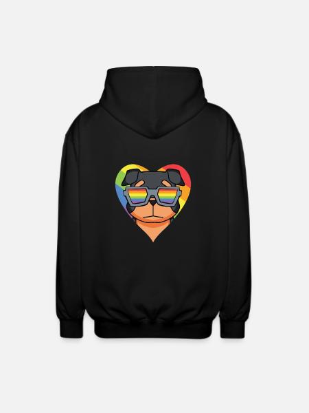 LGBT Hund Rottweiler Regenbogen - Unisex Kapuzenjacke - Schwarz
