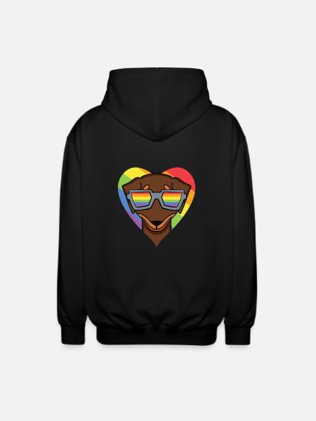 LGBT Dog Dachshund Rainbow - Unisex Hooded Jacket - black