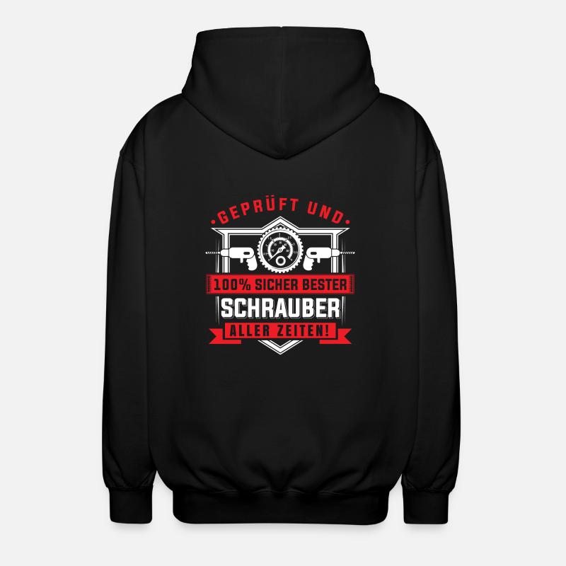 Geprüft bester Schrauber - Unisex Kapuzenjacke - Schwarz