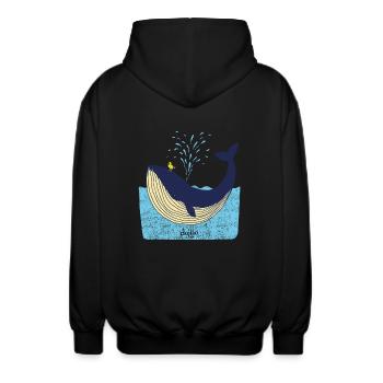 duilio whale - Unisex Hooded Jacket - black - Back - AI Model Male 185 light (185cm)