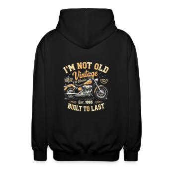 Jahrgang 1965 geboren Motorrad Geburtstag Geschenk - Unisex Kapuzenjacke - Schwarz - Hinten - AI Model Male 185 light (185cm)