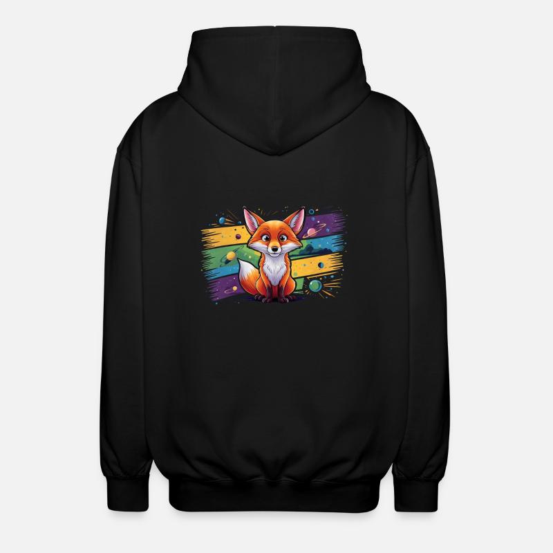 Fox - Illustration - Unisex Hooded Jacket - black