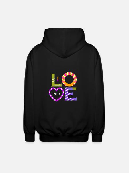 I love you - Unisex Hooded Jacket - black