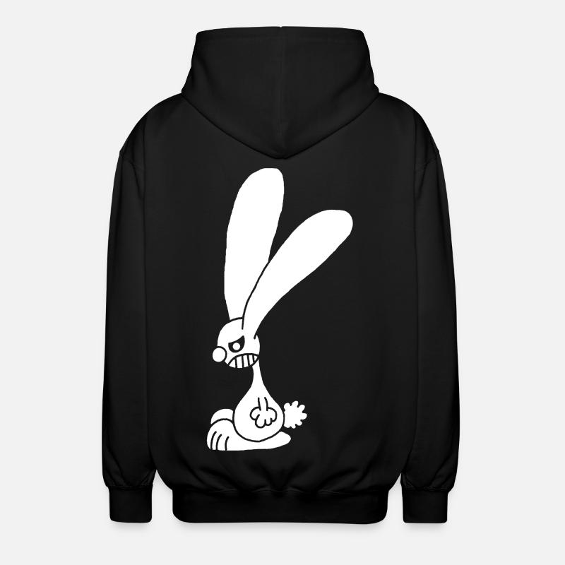 Grumpy white rabbit - Unisex Hooded Jacket - black