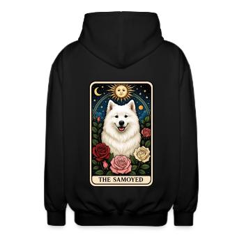 Samojede - Unisex Kapuzenjacke - Schwarz - Hinten - AI Model Male 185 light (185cm)