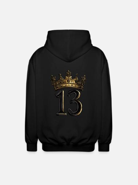 13 Zahl Krone - Unisex Kapuzenjacke - Schwarz
