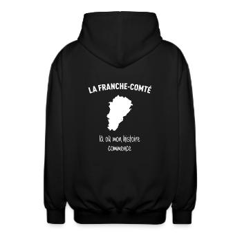 franche-comte-histoire - Veste à capuche unisexe - noir - Dos - AI Model Male 185 light (185cm)