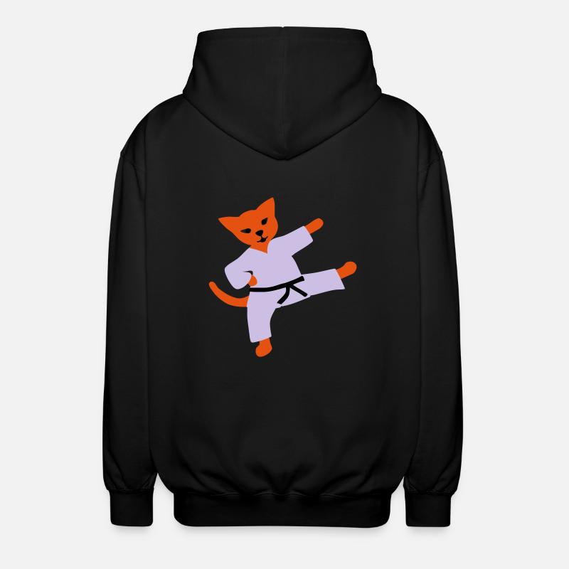 taekwondo cat - Unisex Hooded Jacket - black
