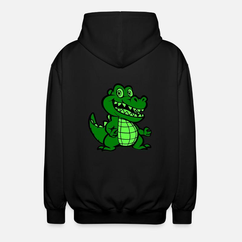 Krokodil Comic - Unisex Kapuzenjacke - Schwarz