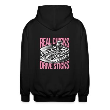 Powerfrauen lieben Gangschaltung - Unisex Kapuzenjacke - Schwarz - Hinten - AI Model Male 185 light (185cm)