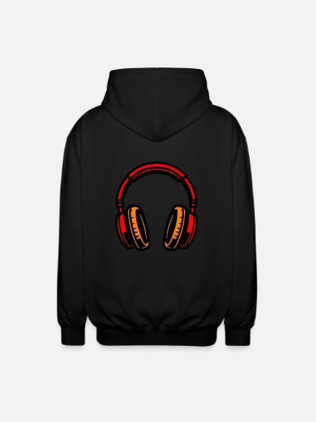 Headphone icon music - Unisex Hooded Jacket - black