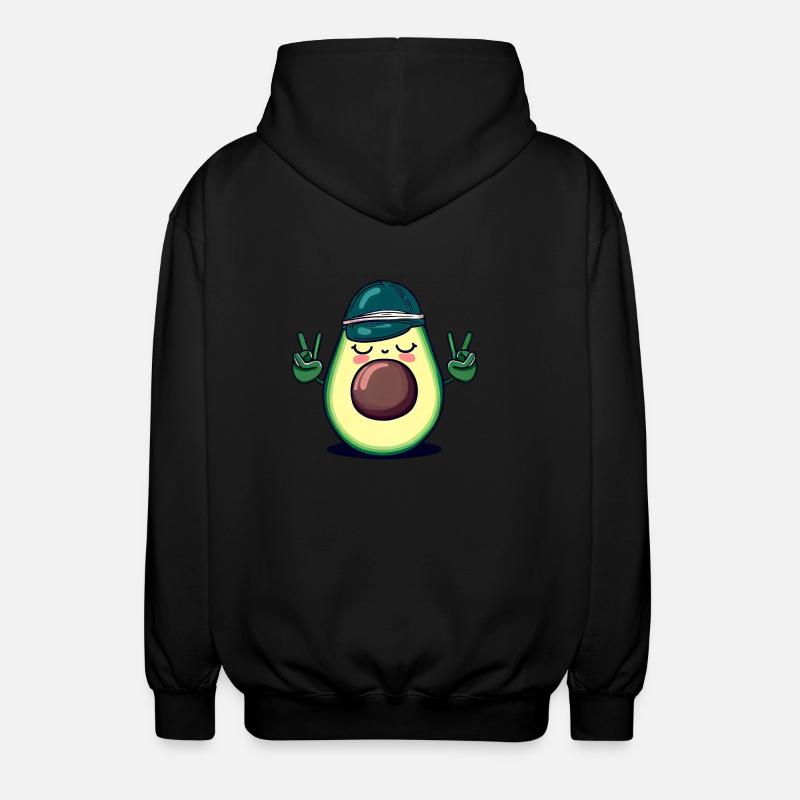Hippie-Avocado mit Basecap - Coole Peace-Design - Unisex Kapuzenjacke - Schwarz