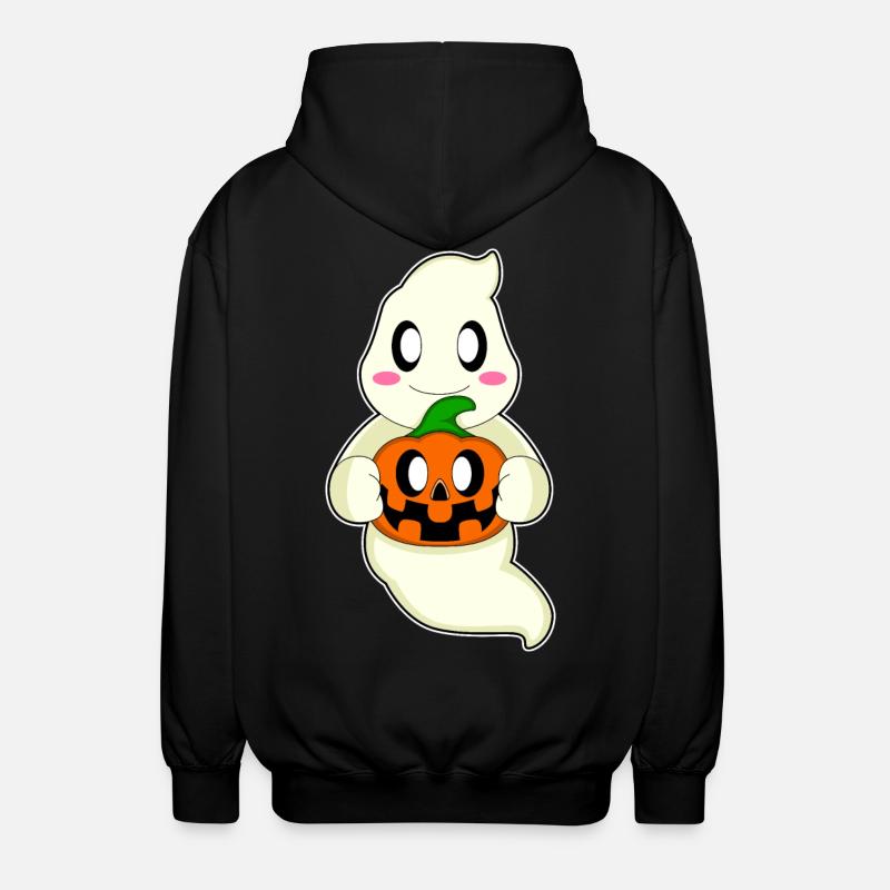 Ghost Halloween Pumpkin - Unisex Hooded Jacket - black