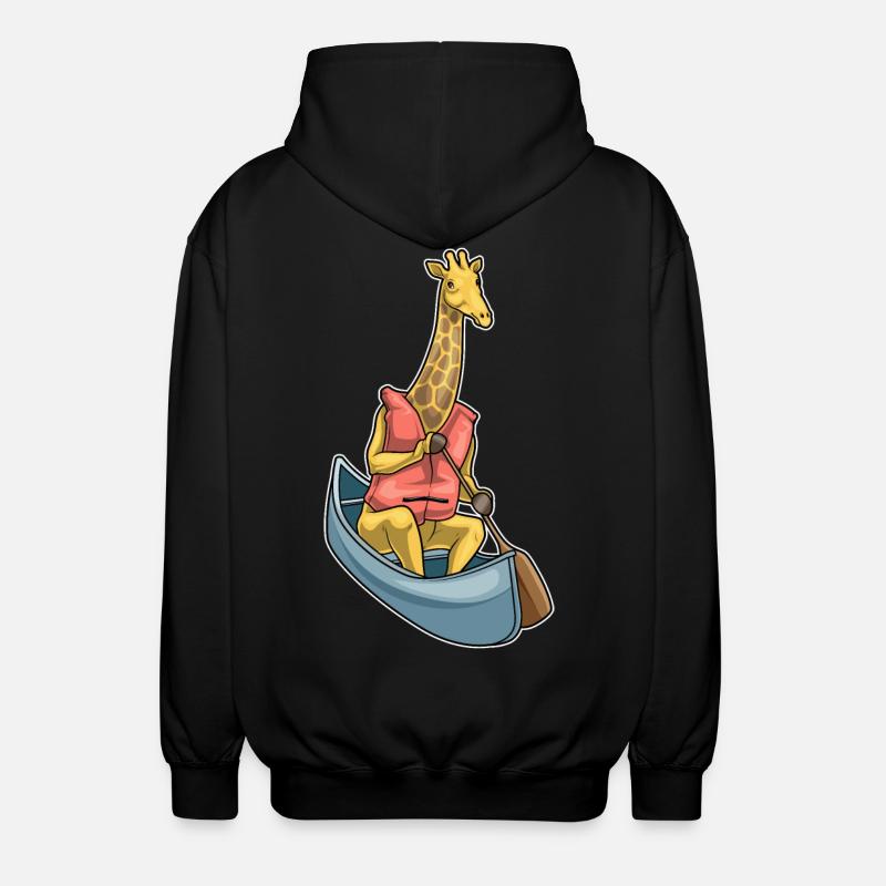 Giraffe Boat Paddle - Unisex Hooded Jacket - black