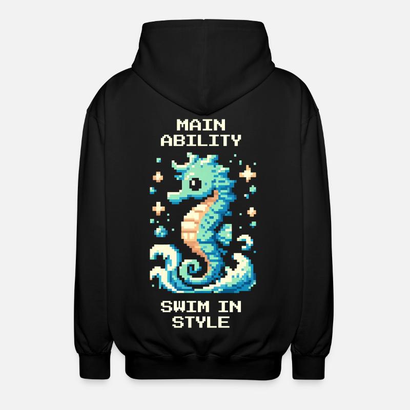 Hauptfähigkeit: stilvoll schwimmen | Seepferdchen - Unisex Kapuzenjacke - Schwarz