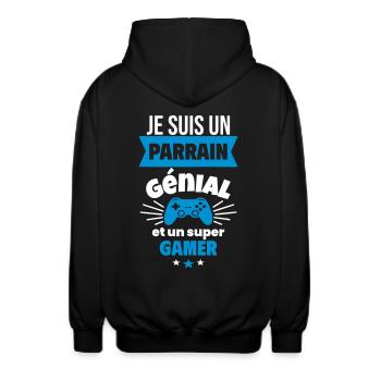 Parrain génial et super gamer Geek Gaming Gamer - Veste à capuche unisexe - noir - Dos - AI Model Male 185 light (185cm)