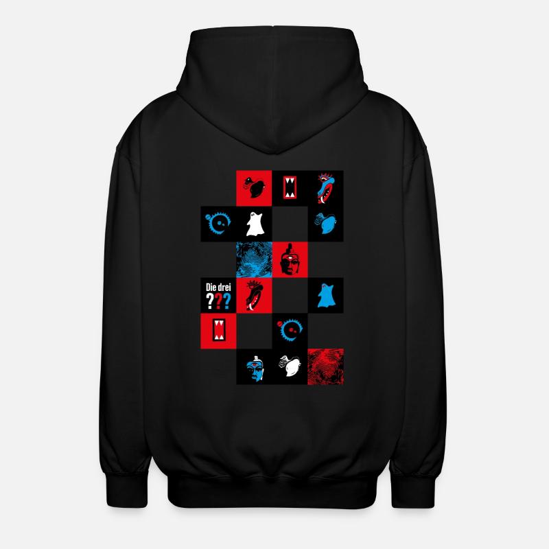 Die Drei ??? Cooles Kacheldesign - Unisex Kapuzenjacke - Schwarz
