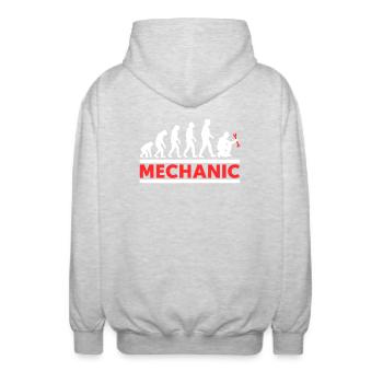 Mécanique Evolution Mécano Mécanicien - Veste à capuche unisexe - gris clair chiné - Dos - AI Model Male 185 light (185cm)