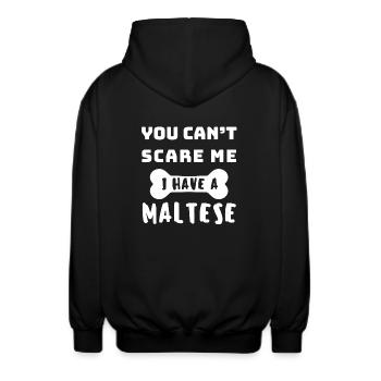 Citation amusante d’un propriétaire de chien maltais - Vous ne pouvez pas me faire peur - Veste à capuche unisexe - noir - Dos - AI Model Male 185 light (185cm)