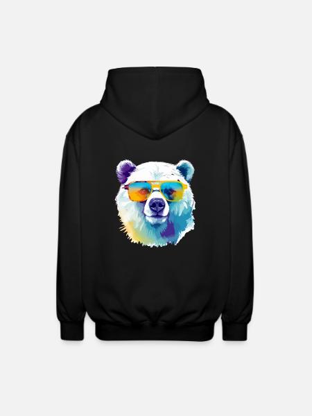 Bruce the polar bear - Unisex Hooded Jacket - black