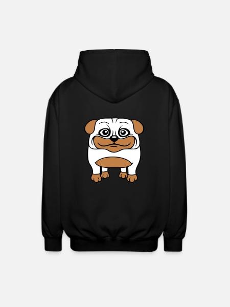 Hund Mops Lille Sød Pik Kærlighed Glad Komisk Sjov - Unisex hættejakke. - sort
