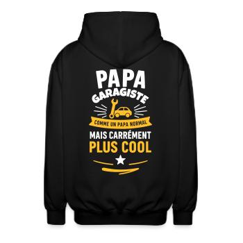 Papa garagiste – plus cool qu’un papa normal - Veste à capuche unisexe - noir - Dos - AI Model Male 185 light (185cm)
