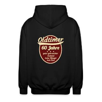 60 Jahre - Sechzigster Geburtstag - Unisex Kapuzenjacke - Schwarz - Hinten - AI Model Male 185 light (185cm)