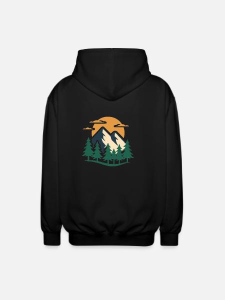 Evergreen Mountain Adventure Design - Unisex Hooded Jacket - black