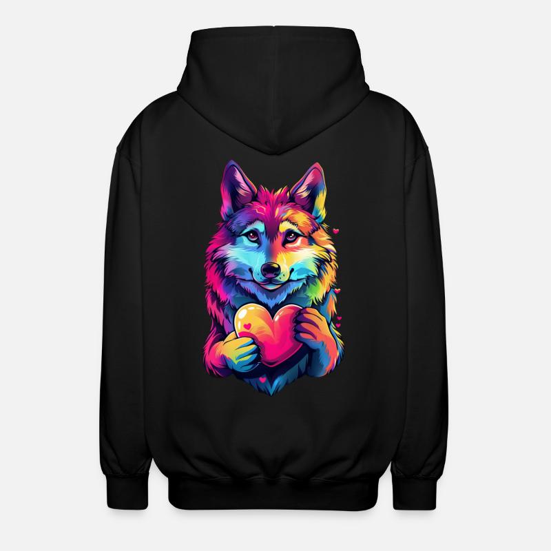 Wolf - Unisex Hooded Jacket - black